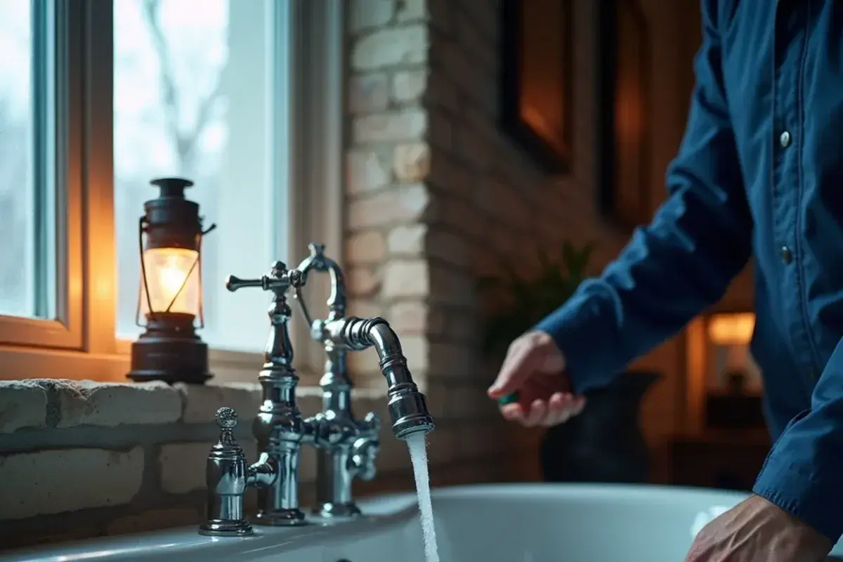 Tub spout left open to drain house plumbing during a freeze power outage