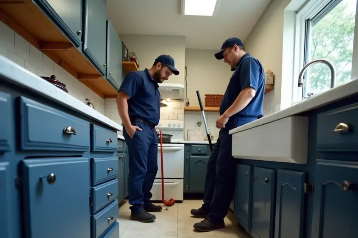 Under-sink grease trap beside a three-compartment sink in a Georgetown TX restaurant