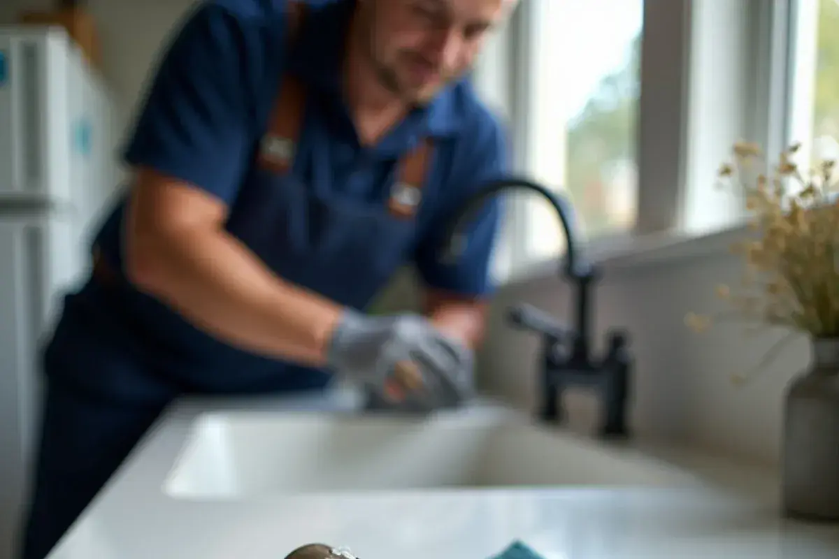 Faucet aerator clogged with white hard-water scale from a Georgetown TX kitchen