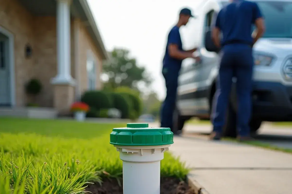 Two-way sewer cleanout at the front property line of a home in Granger TX