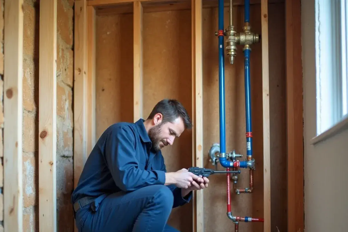 New PEX manifold during a whole-house repipe of a 1980s home in Lakeway TX