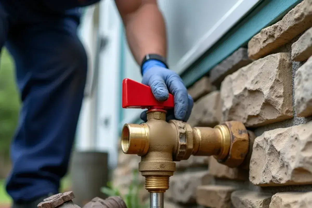 New quarter-turn main shut-off valve on the supply line of a house in Morgan's Point Resort TX