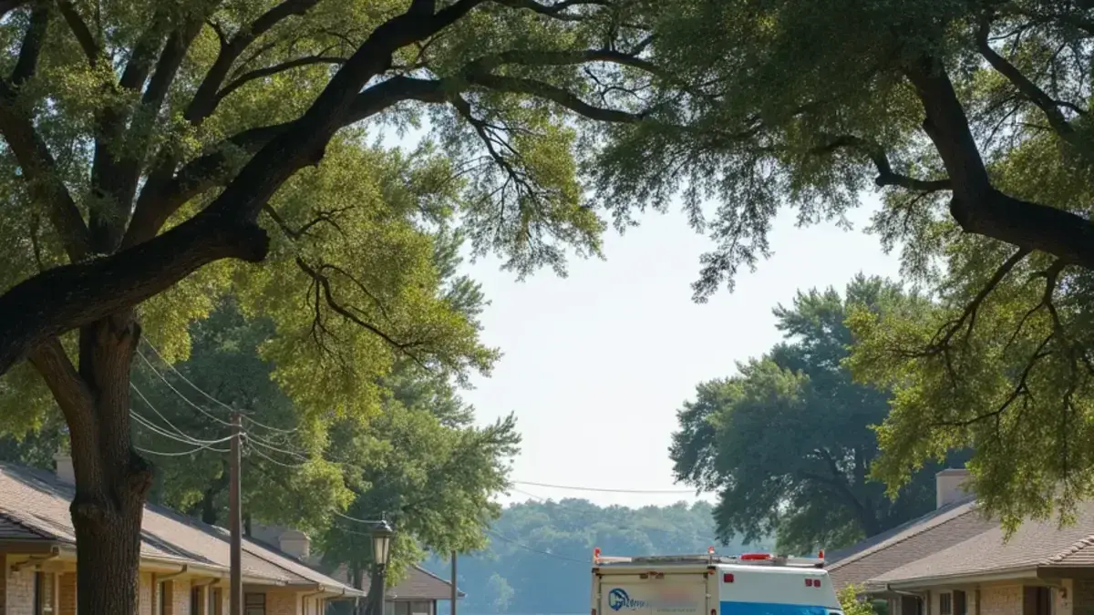 Quiet lakeside street of single-story homes curving toward the water in Morgan's Point Resort TX