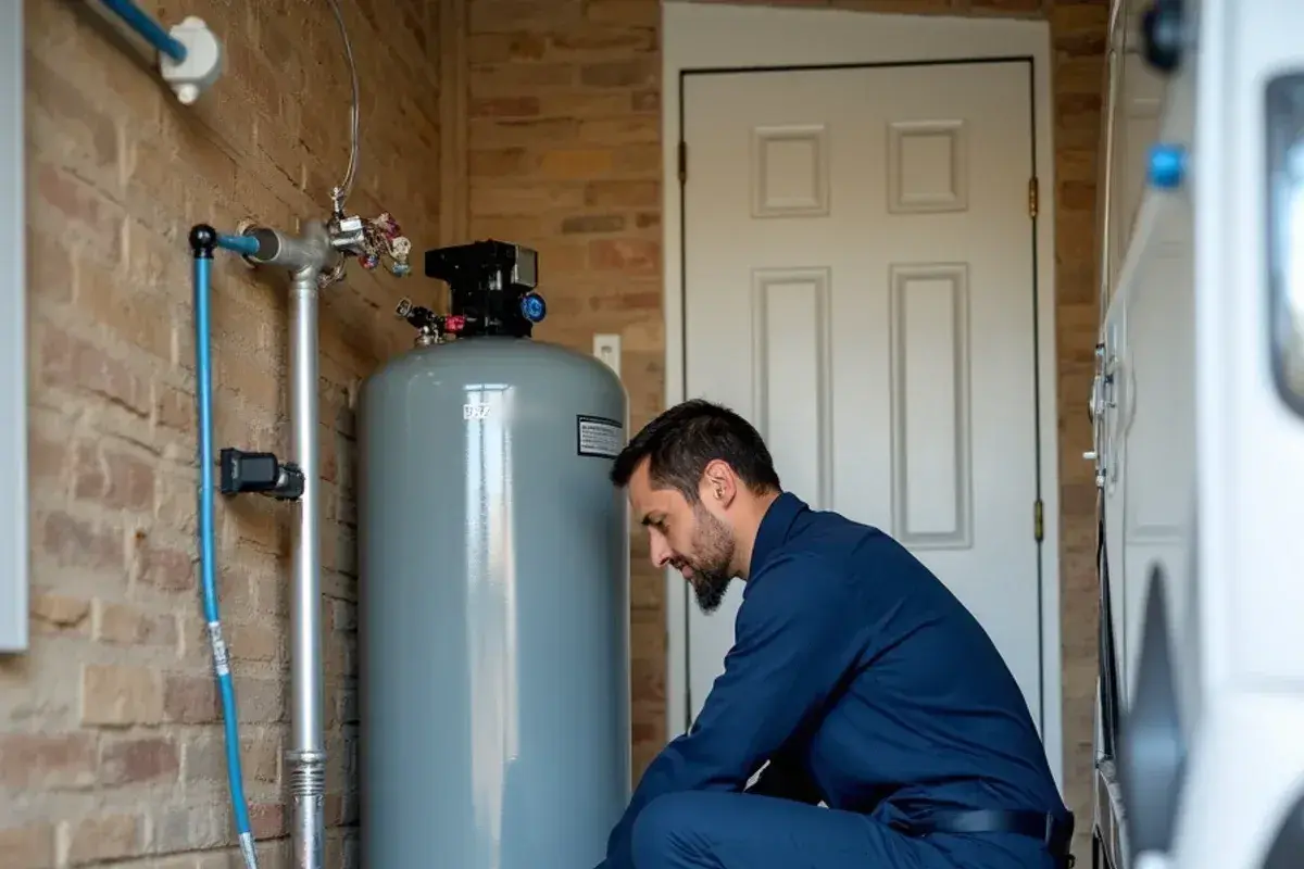 Water softener tied into the garage softener loop of a subdivision home in Nolanville TX
