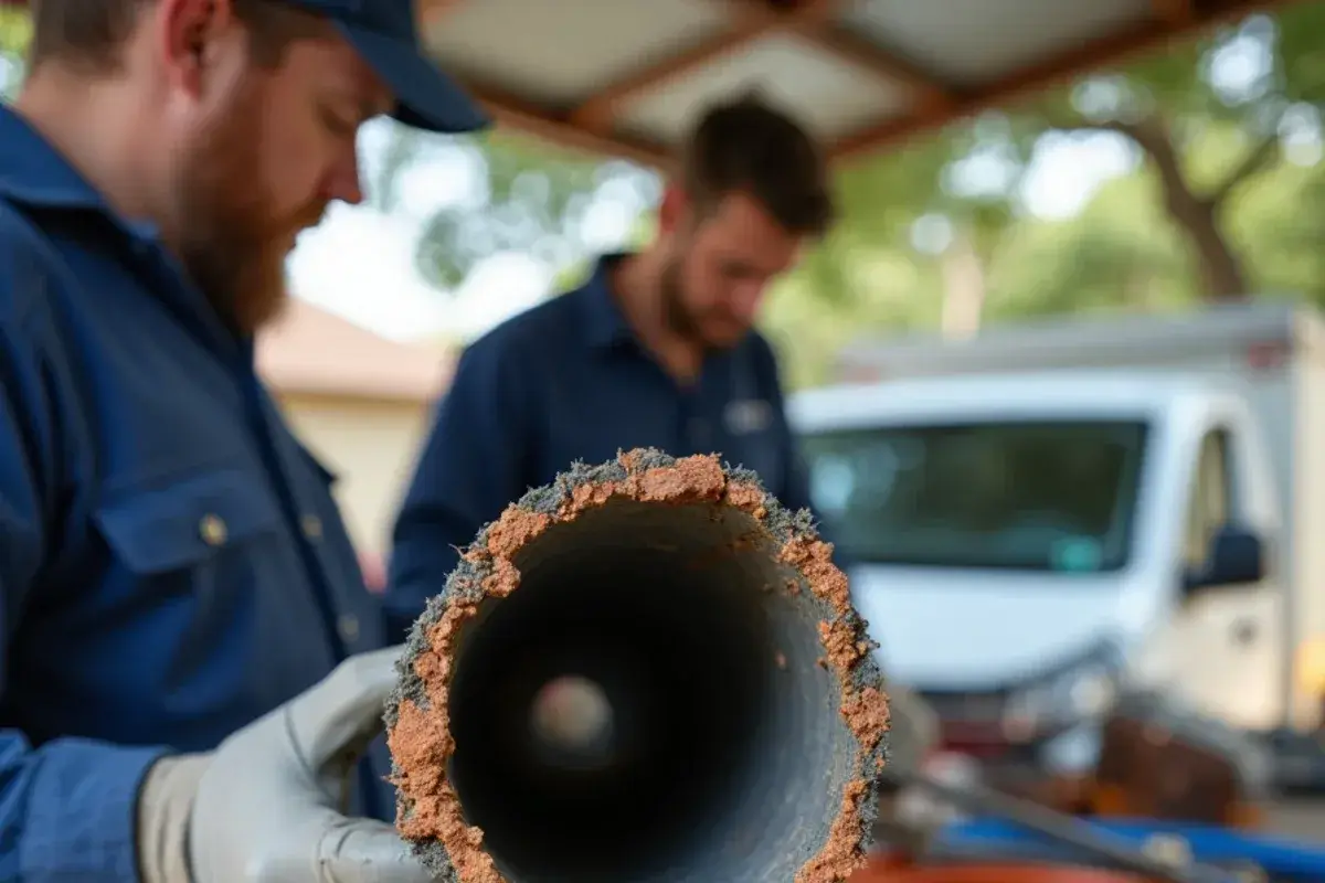 Corroded galvanized supply pipe removed from a 1950s home in Rockdale TX