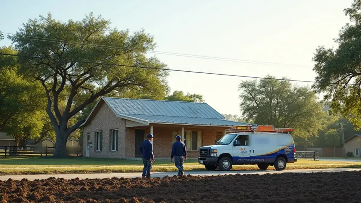 Black clay farmland and a rural home off FM 971 near Weir TX