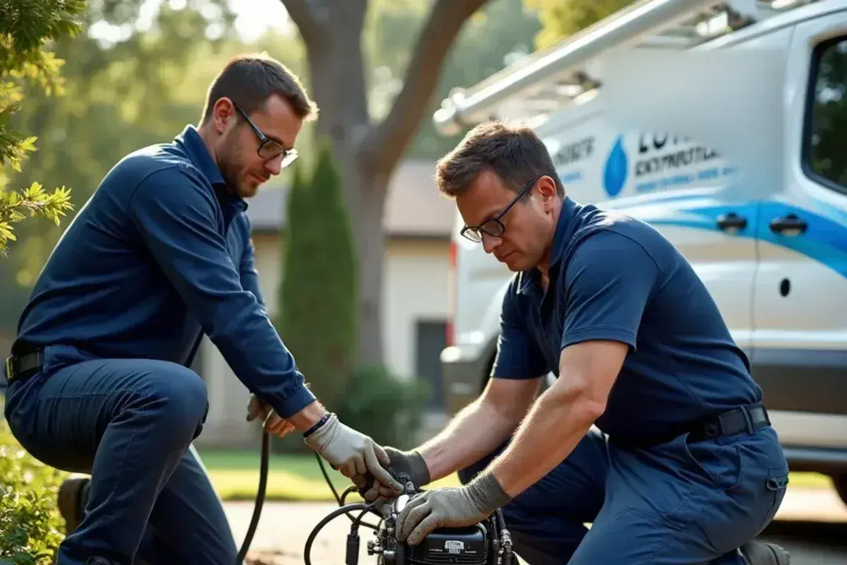 Drain cable machine clearing a backed-up sewer main at a Georgetown TX cleanout